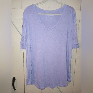 Roaman's tee with cinched short sleeves 22/24 light purple